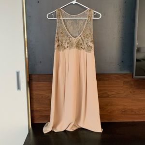 Anthropologie nude and blush dress